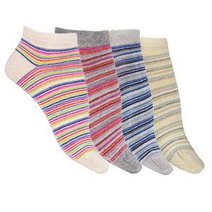 Socquettes coton peigné Rayures Multicolores