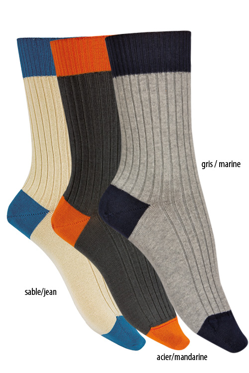 Chaussettes sans élastique Fil d'Écosse Bicolores