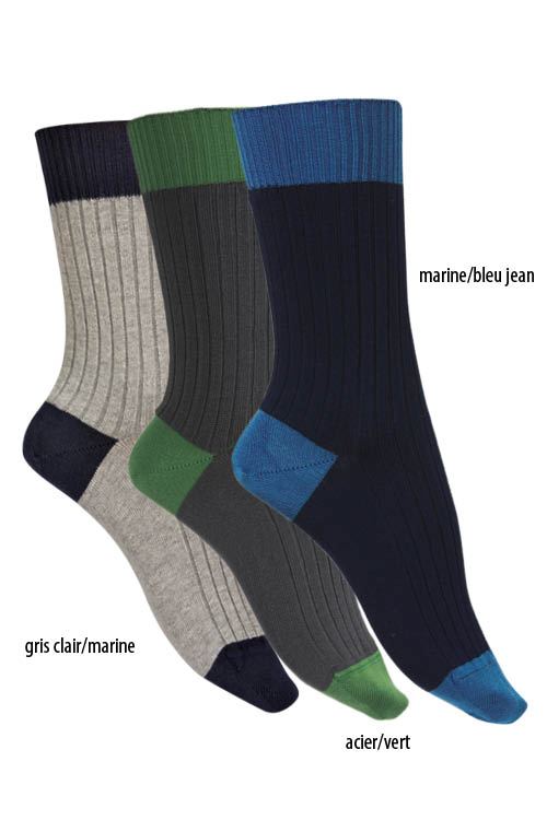 Chaussettes sans élastique Fil d'Écosse Bicolores