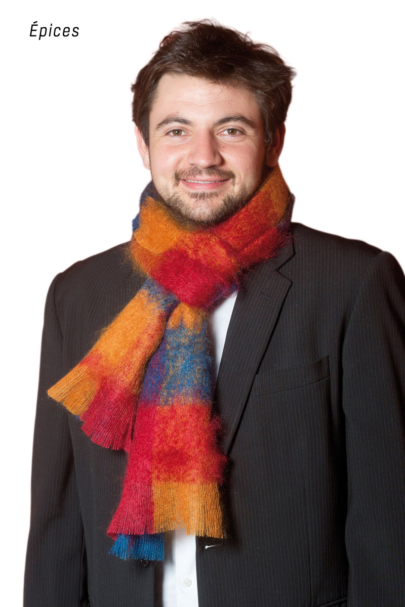 Grande echarpe laine mohair et soie Homme écossaise