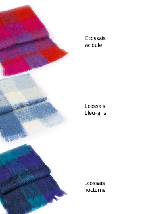 Echarpe laine mohair et soie Homme écossaise