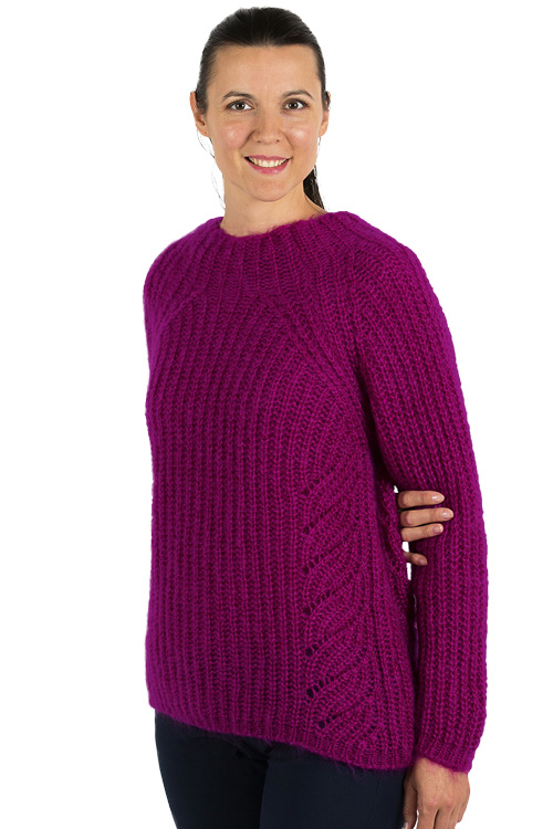 Pull mohair et soie col ras de cou