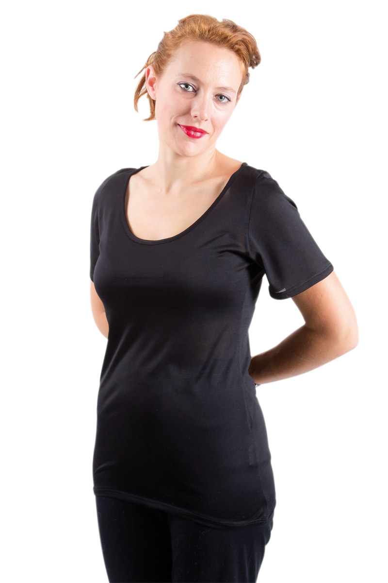 Chemise soie manches courtes Col rond